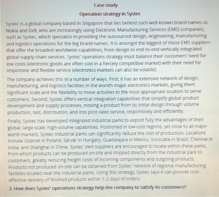Case study Operation strategy in Systec Systec is