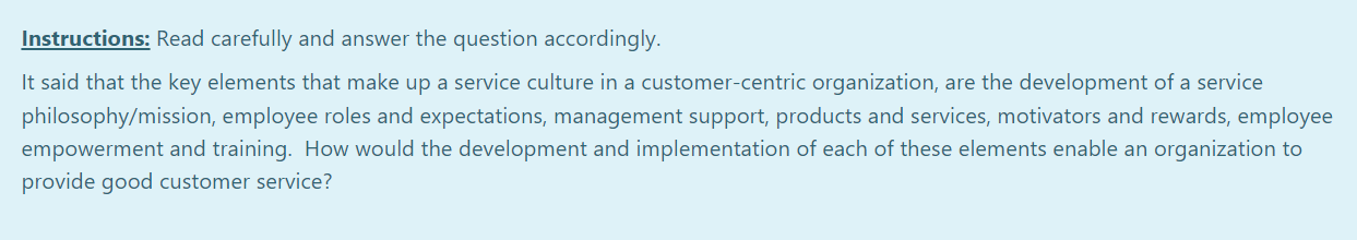 Instructions: Read carefully and answer the