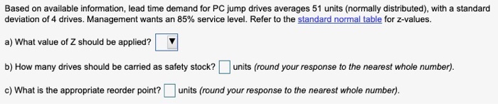 Based on available information, lead time demand