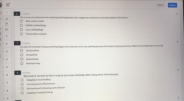 Return Submit 25 points This is a structured