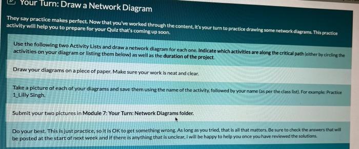 Your Turn: Draw a Network Diagram They say
