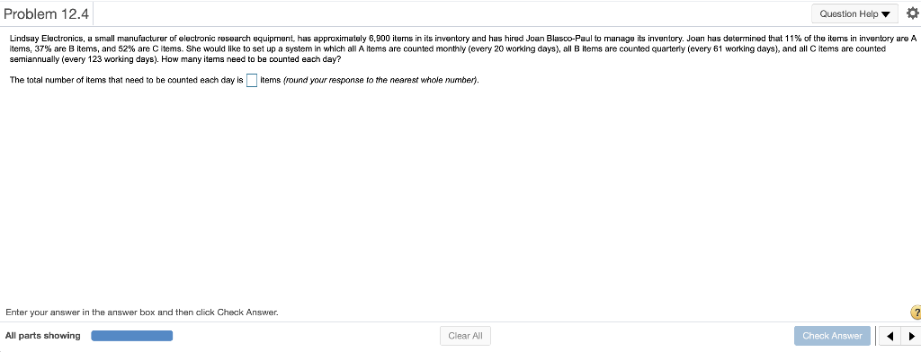 Problem 12.4 Question Help 0 Lindsay Electronics,