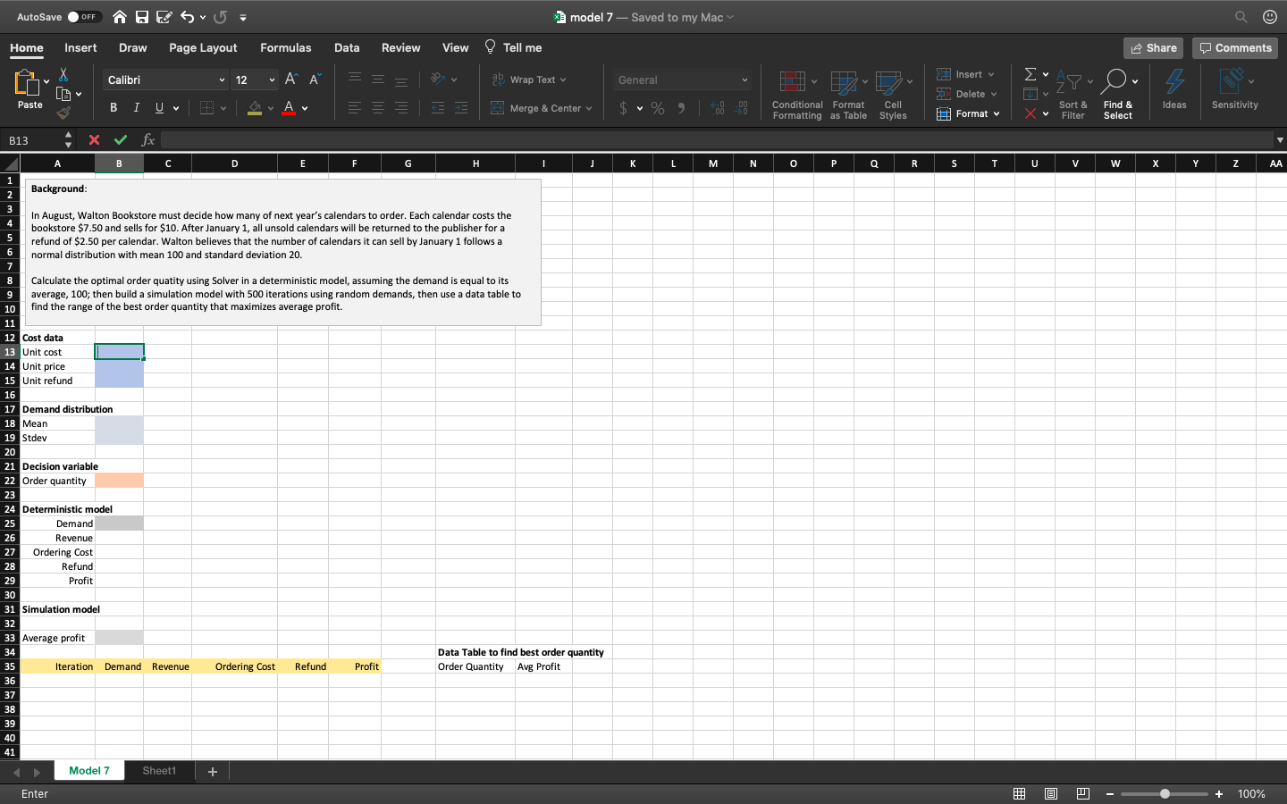 Refer to Model 7. Build a deterministic model,