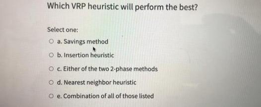 Which VRP heuristic will perform the best? Select