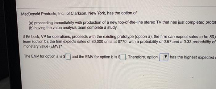 MacDonald Products, Inc., of Clarkson, New York,
