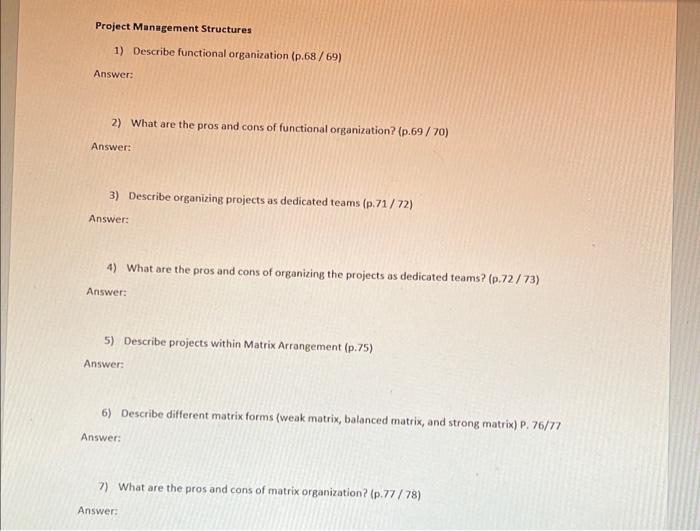 project management Project Management Structures