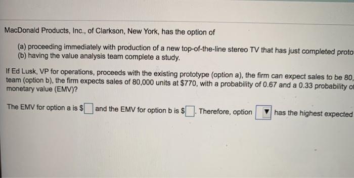 MacDonald Products, Inc., of Clarkson, New York,