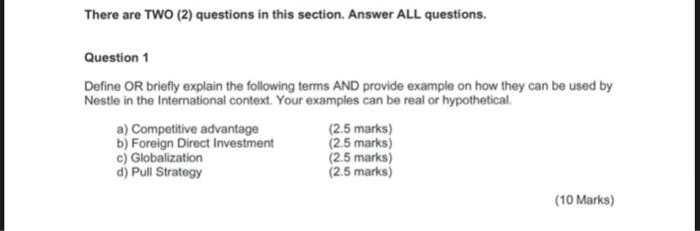 subject international business There are TWO (2)