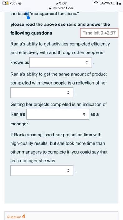 70% p 3:06 JAWWALI. itc.birzeit.edu Rania has