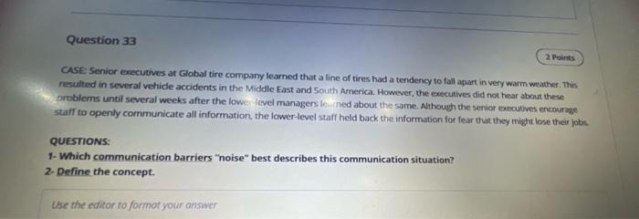 Question 33 2. Points case Senior executives at