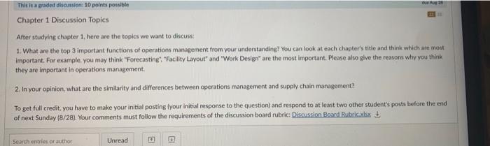 please help thank you :) Chapter 1 Discussion