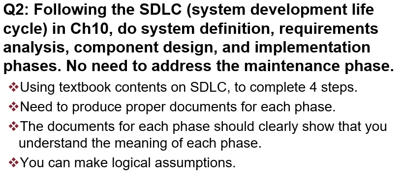 Q2: Following the SDLC (system development life
