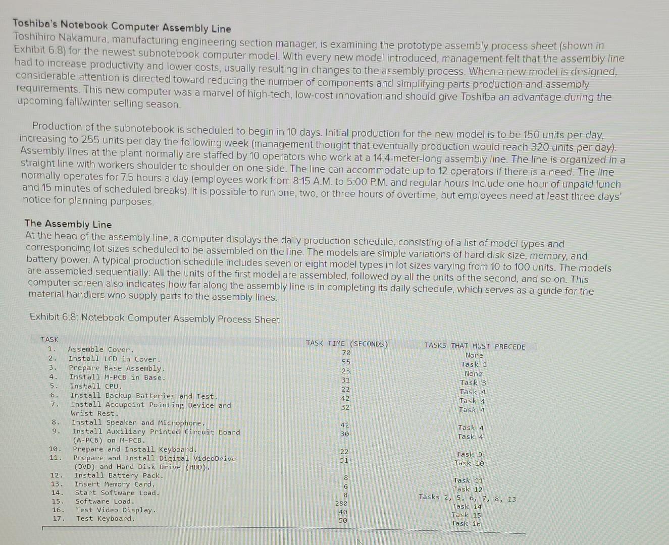 Toshibo's Notebook Computer Assembly Line