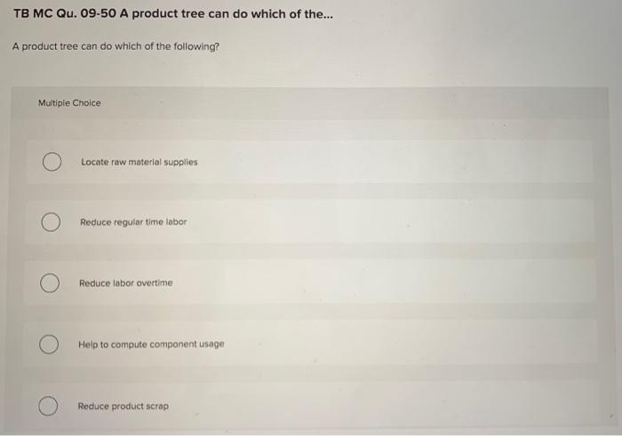 TB MC Qu. 09-50 A product tree can do which of