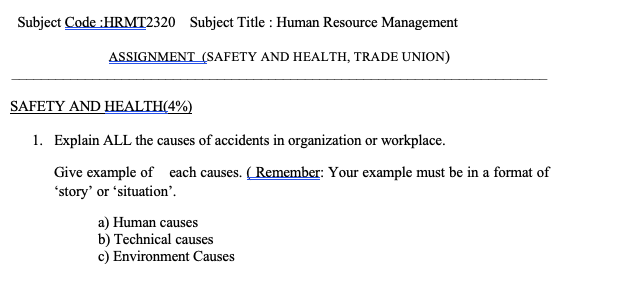 Human resource Management Assignment. Subject