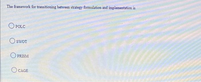 The framework for transitioning between strategy