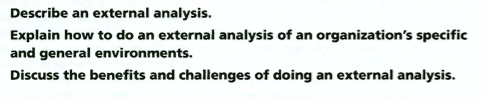 Describe an external analysis. Explain how to do