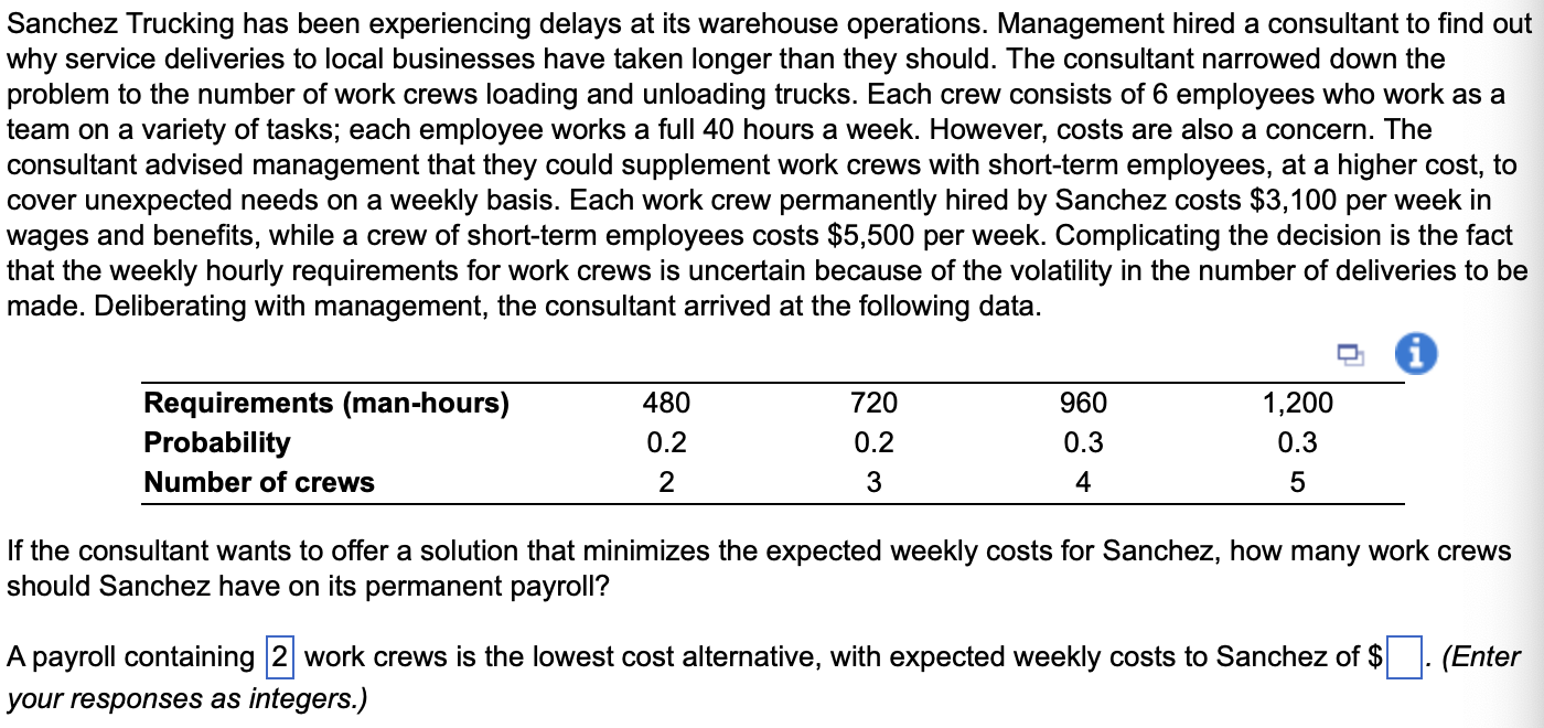 Sanchez Trucking has been experiencing delays at