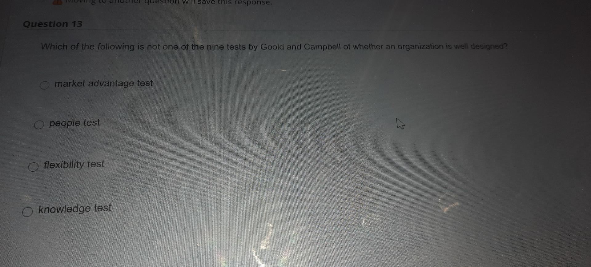 sulon will save this response. Question 13 Which