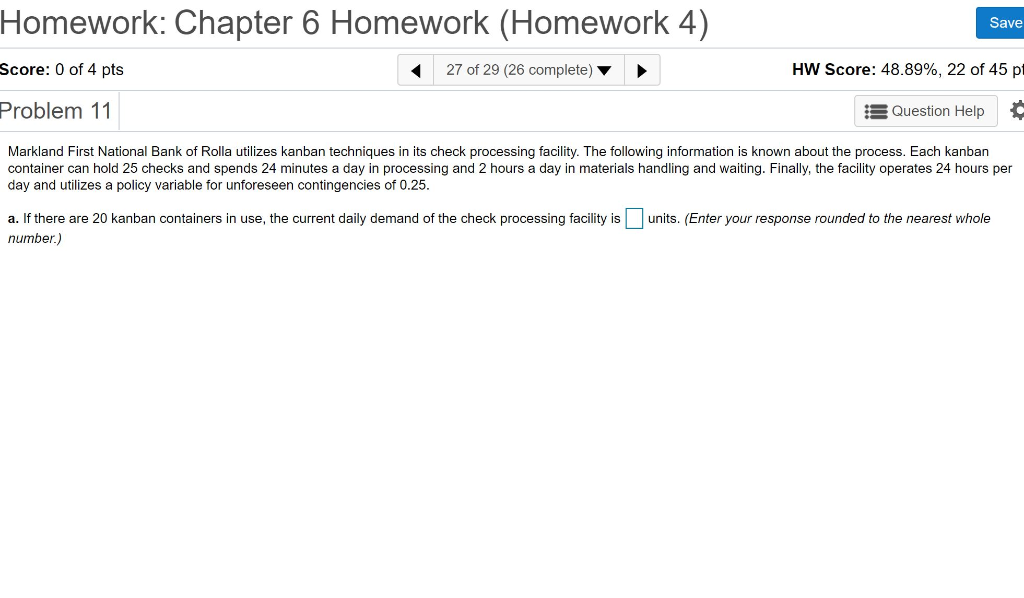 Homework: Chapter 6 Homework (Homework 4) Save