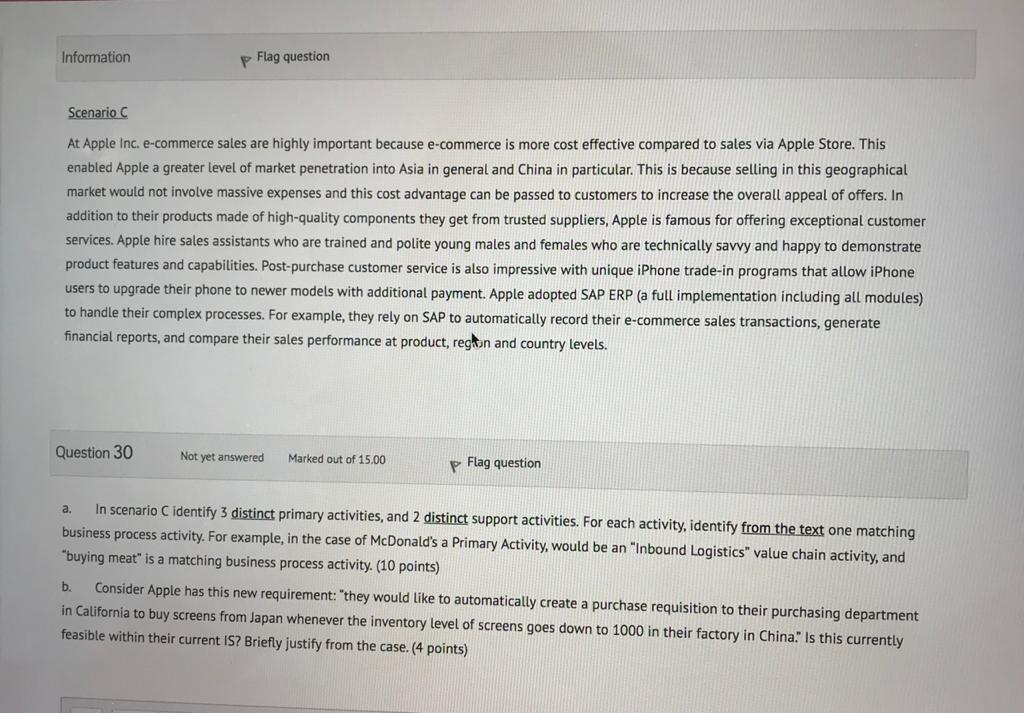 Information p Flag question Scenario C At Apple
