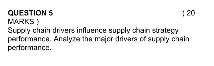 Supply Chain Management QUESTION 3 ( 20 MARKS)