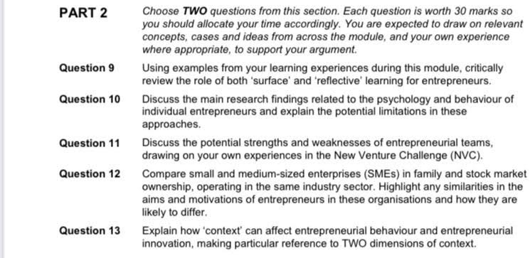 PART 2 Question 9 Question 10 Choose TWO