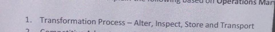 Operations Mar 1. Transformation Process - Alter,