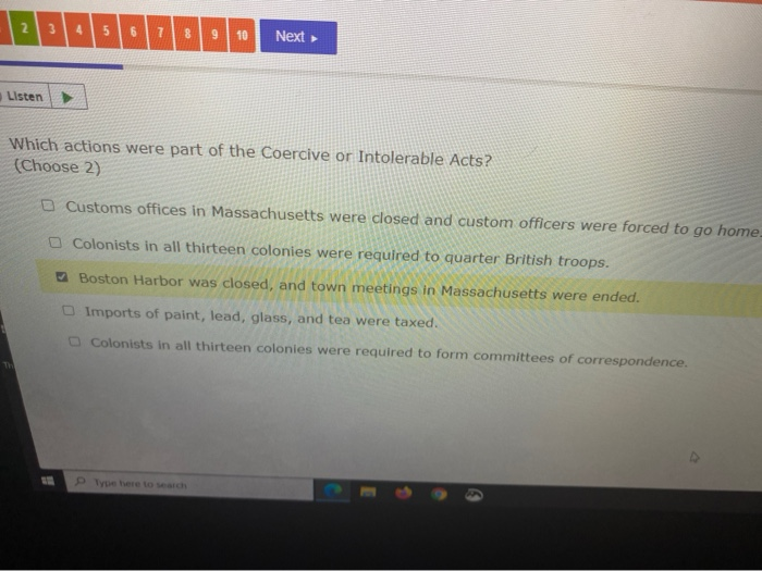 2 3 4 5 6 7 8 9 10 Next Listen Which actions were