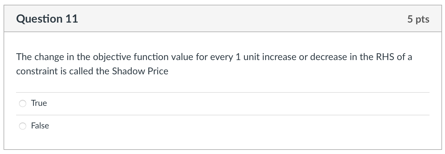 The change in the objective function value for