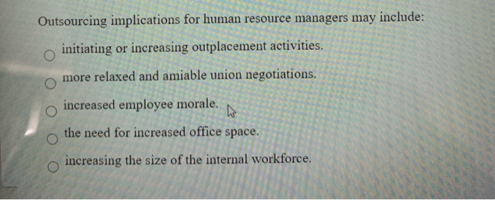 Outsourcing implications for human resource