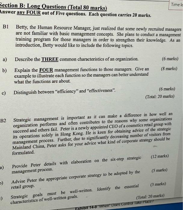 Timele Section B: Long Questions (Total 80 marks)