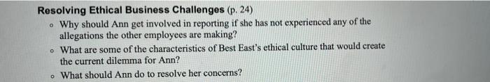 Resolving Ethical Business Challenges (p. 24) Why