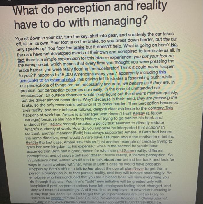 What do perception and reality have to do with