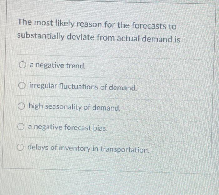 The most likely reason for the forecasts to