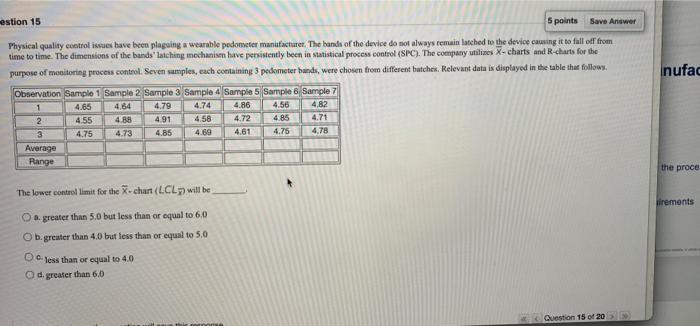 estion 15 5 points Save Answer Physical quality
