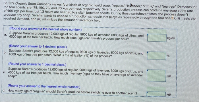 Sarah's Organic Soap Company makes four kinds of
