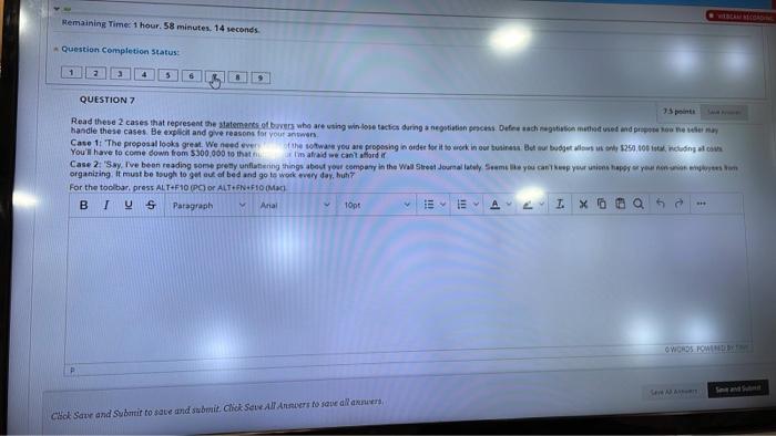 Remaining Time: 1 hour. 58 minutes, 14 seconds