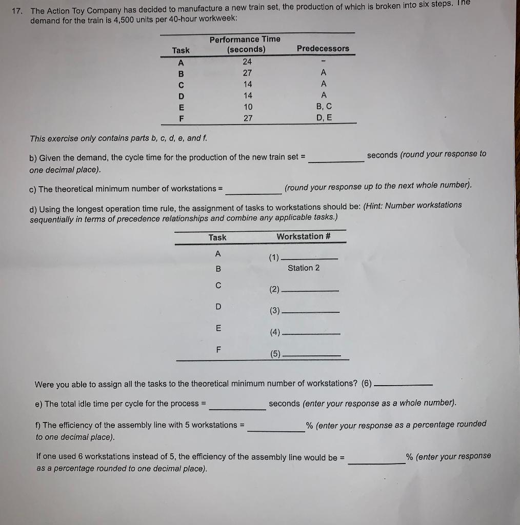 17. The Action Toy Company has decided to