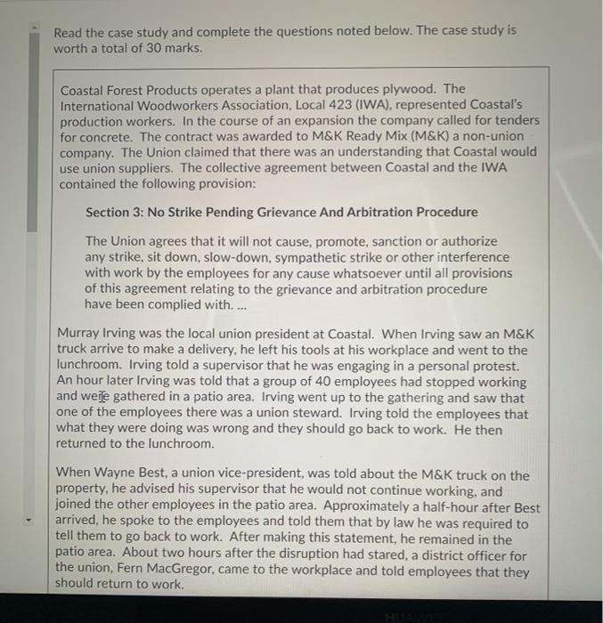 Read the case study and complete the questions