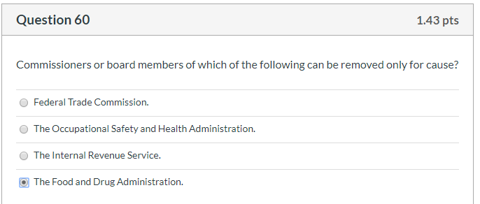 Question 60 1.43 pts Commissioners or board