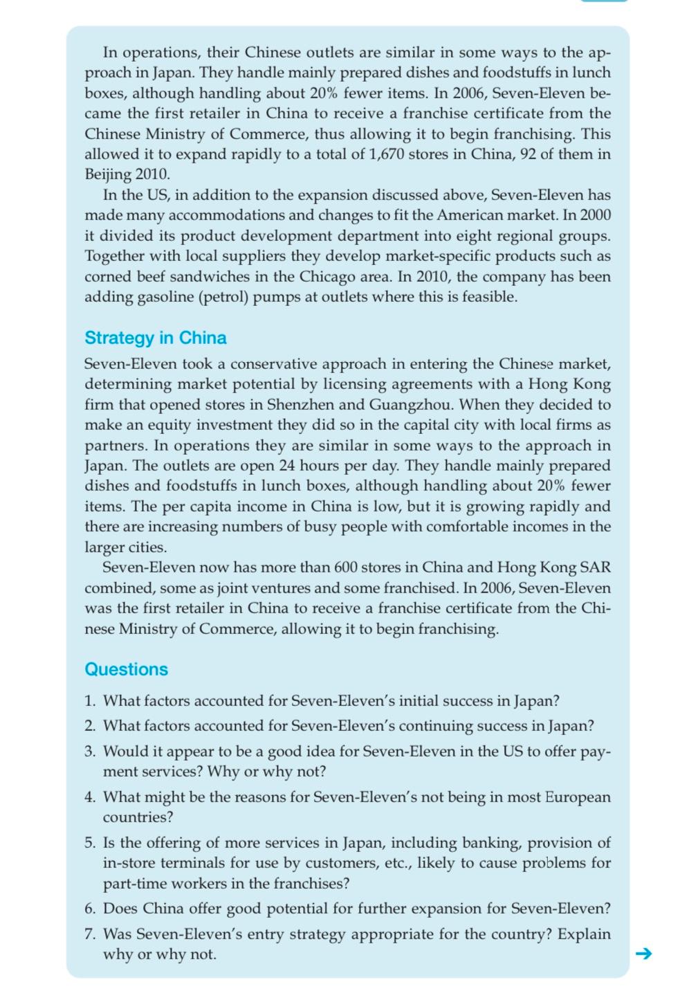 Case study 5.2 Seven-Eleven Japan (This case