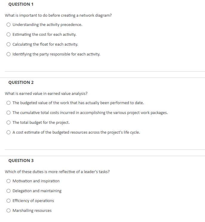 QUESTION 1 What is important to do before