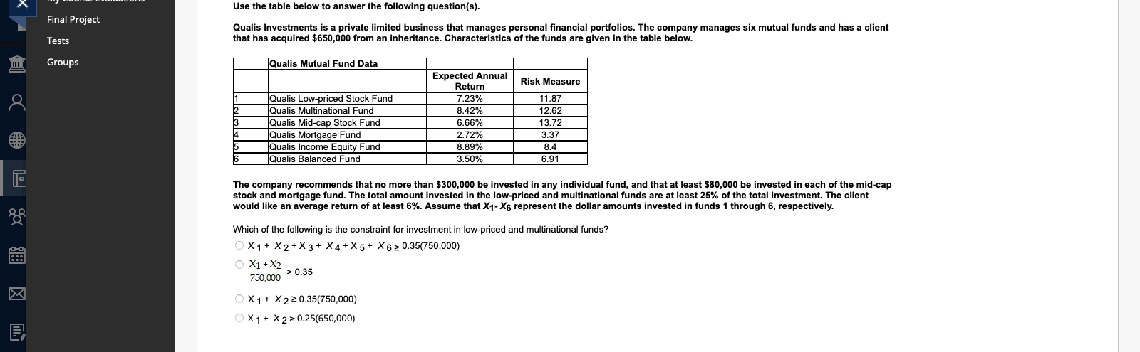 Use the table below to answer the following