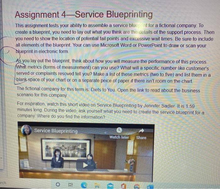 Assignment 4Service Blueprinting This assignment
