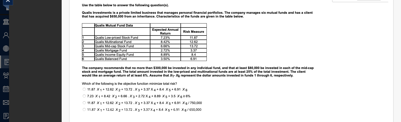 Use the table below to answer the following