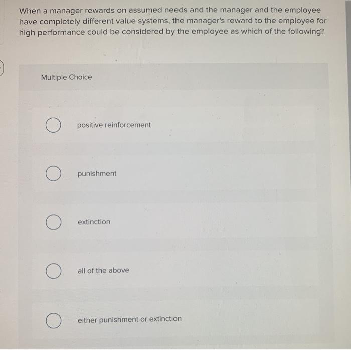 When a manager rewards on assumed needs and the