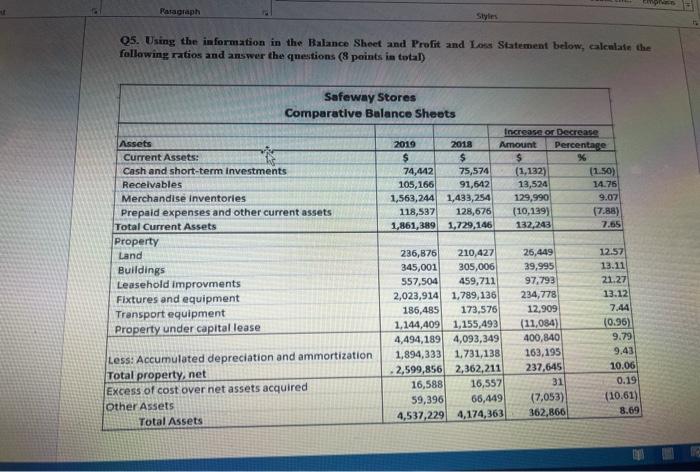 Pasagraph Styles Q5. Using the information in the