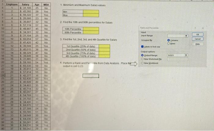 fill in yellow boxes 1 Minimum and Maximum Salary