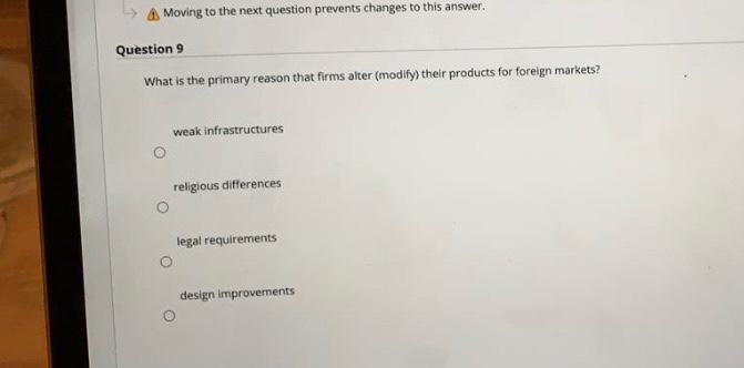 Moving to the next question prevents changes to